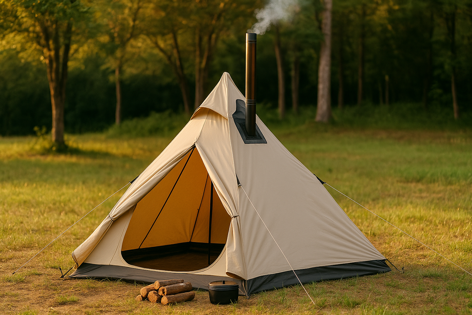 Camping Tents Preself 4 Persons Lightweight Tipi Hot Tent