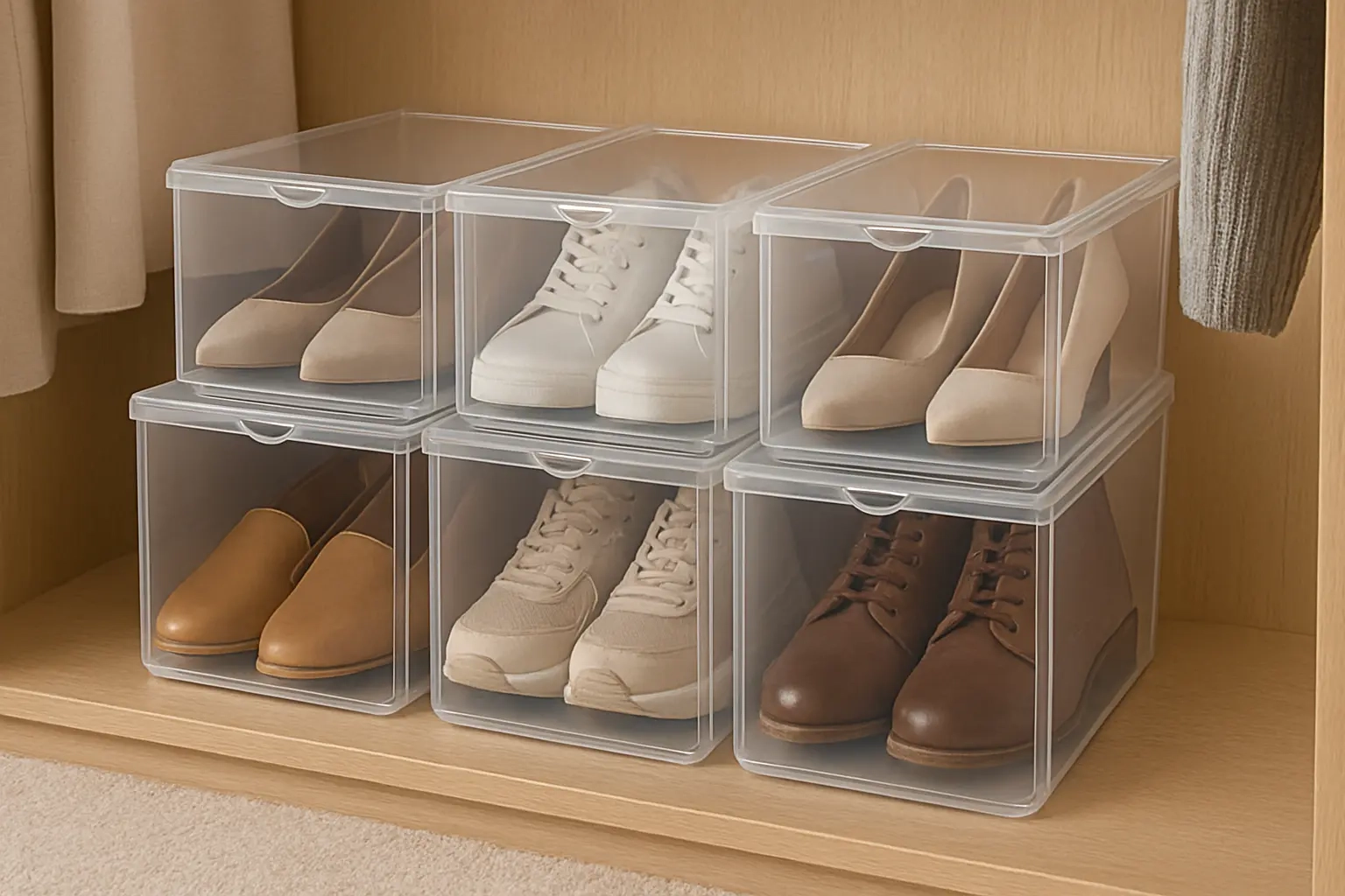 closet organizers BINO clear stackable shoe boxes